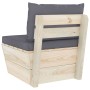 Mittleres Palettensofa für den Garten mit Kissen aus imprägniertem Fichtenholz. von vidaXL, Modulare Sofas für den Außenberei...