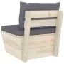 Sofá central de palets jardín cojines madera abeto impregnada by vidaXL, Modular outdoor sofas - Ref: Foro24-3063360, Price: ...