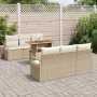 Conjunto de sofá de jardín 7 pcs beige y crema 100 x 55 x 73 cm