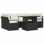 Conjunto de sofá de jardín 7 pcs Negro y crema 100 x 55 x 73 cm