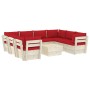Muebles de jardín de palets 9 piezas y cojines madera de abeto by vidaXL, Garden sets - Ref: Foro24-3063606, Price: 745,35 €,...