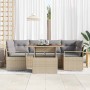 Conjunto de sofá de jardín con cojín 7 pcs beige y gris claro