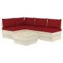5-piece pallet garden furniture and fir wood cushions by vidaXL, Garden sets - Ref: Foro24-3063489, Price: 444,36 €, Discount: %