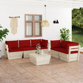 6-piece pallet garden furniture and fir wood cushions by vidaXL, Garden sets - Ref: Foro24-3063525, Price: 522,24 €, Discount: %