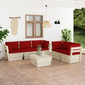 6-piece pallet garden furniture and fir wood cushions by vidaXL, Garden sets - Ref: Foro24-3063525, Price: 515,12 €, Discount: %