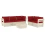 Muebles de jardín de palés 6 piezas y cojines madera de abeto de vidaXL, Conjuntos de jardín - Ref: Foro24-3063525, Precio: 5...