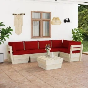 6-piece pallet garden furniture and fir wood cushions by vidaXL, Garden sets - Ref: Foro24-3063573, Price: 508,19 €, Discount: %