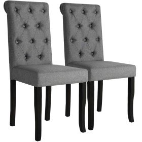 Sillas de comedor 2 unidades tela gris oscuro Sillas de comedor 2 unidades tela gris oscuro