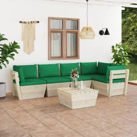 6-piece pallet garden furniture and fir wood cushions by vidaXL, Garden sets - Ref: Foro24-3063569, Price: 465,74 €, Discount: %