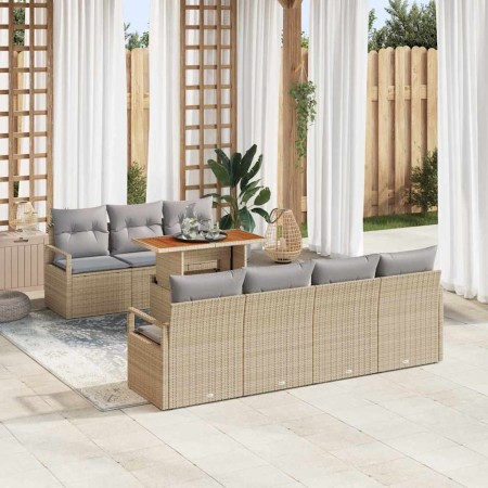 Conjunto de sofá de jardín 8 pcs Beige y gris 100 x 55 x 73 cm