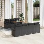 Conjunto de sofá de jardín con cojín 8 pcs Negro y Marrón