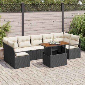 Conjunto de sofá de jardín 8 pcs Negro y crema 100 x 55 x 73 cm