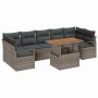Conjunto de sofá de jardín 8 pcs Gris y marrón 100 x 55 x 73 cm