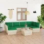 7-piece pallet garden furniture and fir wood cushions by vidaXL, Garden sets - Ref: Foro24-3063593, Price: 527,79 €, Discount: %