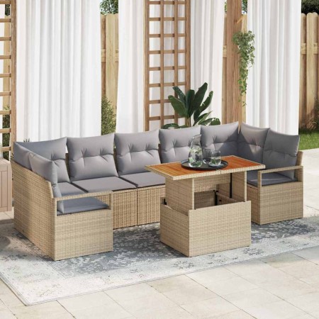 Conjunto de sofá de jardín 8 pcs Beige y gris 100 x 55 x 73 cm