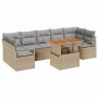 Conjunto de sofá de jardín 8 pcs Beige y gris 100 x 55 x 73 cm