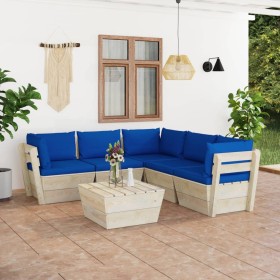6-teilige Gartenmöbel aus Paletten und Kissen aus Tannenholz von vidaXL, Gartensets - Ref: Foro24-3063538, Preis: 492,94 €, R...
