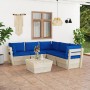 6-teilige Gartenmöbel aus Paletten und Kissen aus Tannenholz von vidaXL, Gartensets - Ref: Foro24-3063538, Preis: 492,94 €, R...