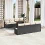 Conjunto de sofá de jardín 9 pcs Negro y crema 100 x 55 x 73 cm
