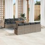 Conjunto de sofá de jardín 9 pcs Gris y marrón 100 x 55 x 73 cm