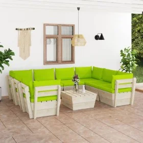 9-piece pallet garden furniture and fir wood cushions by vidaXL, Garden sets - Ref: Foro24-3063611, Price: 714,70 €, Discount: %
