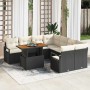 Conjunto de Comedor de Jardín con cojín 9 pcs Negro y crema