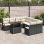 Conjunto de Comedor de Jardín con cojín 9 pcs Negro y crema