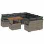 Conjunto de Comedor de Jardín con cojín 9 pcs Gris y marrón