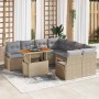 Conjunto de Comedor de Jardín con cojín 9 pcs Beige y gris