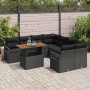 Conjunto de Comedor de Jardín con cojín 9 pcs Negro y Marrón