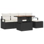 Conjunto de Comedor de Jardín con cojín 6 pcs Negro y crema