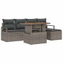 Conjunto de Comedor de Jardín con cojín 6 pcs Gris y marrón