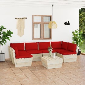 Muebles de jardín de palets 7 piezas y cojines madera de abeto by vidaXL, Garden sets - Ref: Foro24-3063594, Price: 551,48 €,...