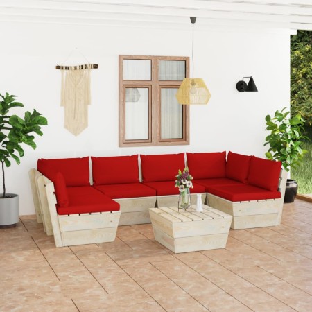 Muebles de jardín de palets 7 piezas y cojines madera de abeto by vidaXL, Garden sets - Ref: Foro24-3063594, Price: 551,48 €,...