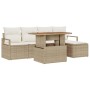 Conjunto de Comedor de Jardín con cojín 6 pcs Beige y Crema