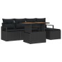 Conjunto de Comedor de Jardín con cojín 6 pcs Negro y Marrón