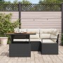 Conjunto de Comedor de Jardín con cojín 5 pcs Negro y crema
