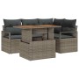 Conjunto de Comedor de Jardín con cojín 5 pcs Gris y marrón