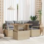 Conjunto de Comedor de Jardín con cojín 5 pcs Beige y gris