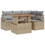 Conjunto de Comedor de Jardín con cojín 5 pcs Beige y gris