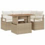 Conjunto de Comedor de Jardín con cojín 5 pcs Beige y Crema