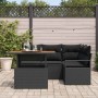 Conjunto de Comedor de Jardín con cojín 5 pcs Negro y Marrón