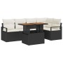 Conjunto de Comedor de Jardín con cojín 6 pcs Negro y crema