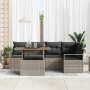 Conjunto de Comedor de Jardín con cojín 6 pcs Gris y marrón