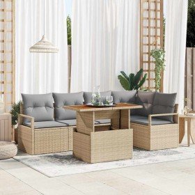 Conjunto de Comedor de Jardín con cojín 6 pcs Beige y gris en Sofás de exterior | Comprar online en Foro24