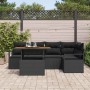Conjunto de Comedor de Jardín con cojín 6 pcs Negro y Marrón