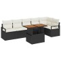 Conjunto de Comedor de Jardín con cojín 7 pcs Negro y crema