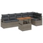 Conjunto de Comedor de Jardín con cojín 7 pcs Gris y marrón
