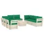9-piece pallet garden furniture and fir wood cushions by vidaXL, Garden sets - Ref: Foro24-3063653, Price: 724,61 €, Discount: %
