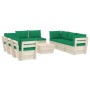 9-teilige Gartenmöbel aus Paletten und Kissen aus Tannenholz von vidaXL, Gartensets - Ref: Foro24-3063653, Preis: 745,35 €, R...